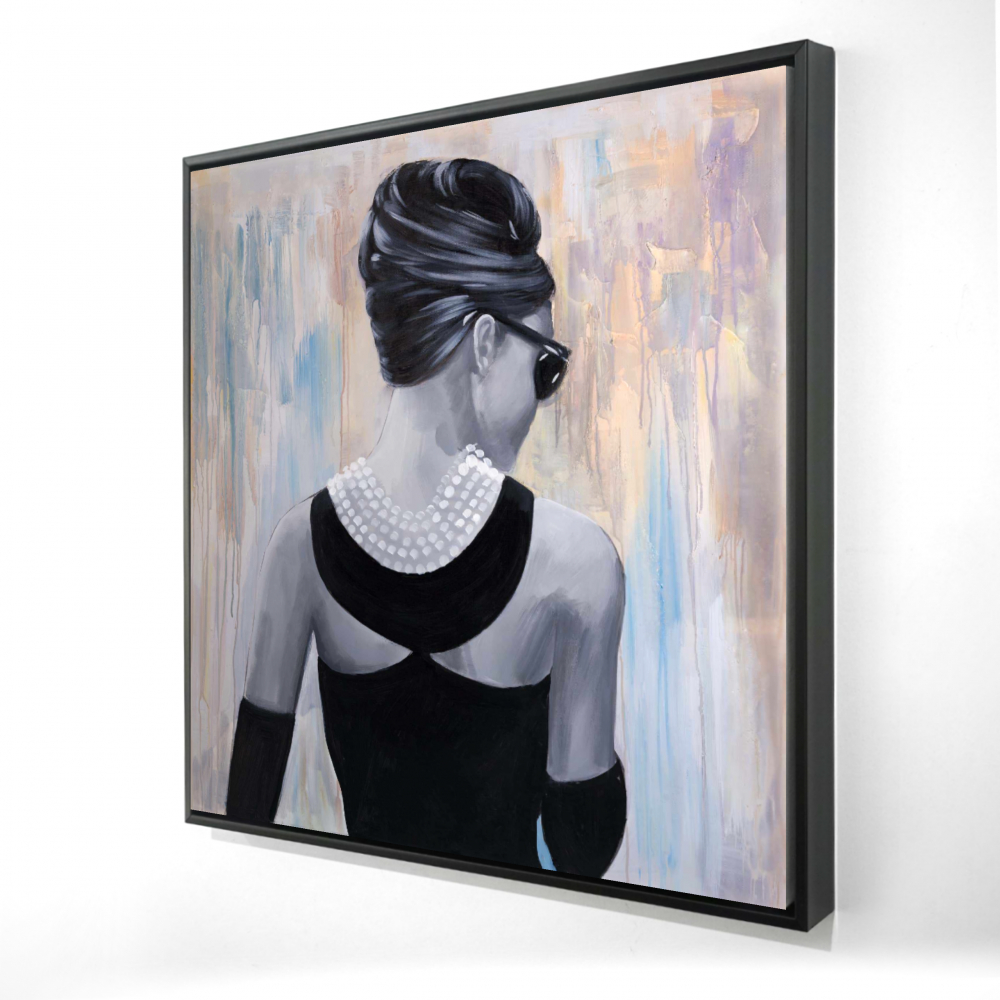 2081-3636-FI17 36 x 36 in. Audrey Hepburn Contemporary Figurative Framed Canvas Art