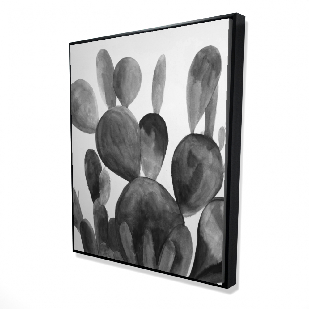 2081-6048-FL287 48 x 60 in. Grayscale Paddle Cactus Plant - Black & White Canvas Decor