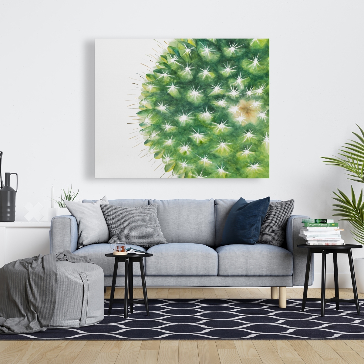 C1RC4860C3SQLS 48 x 60 in. Watercolor Mini Cactus - Botanical Canvas for Home Decor