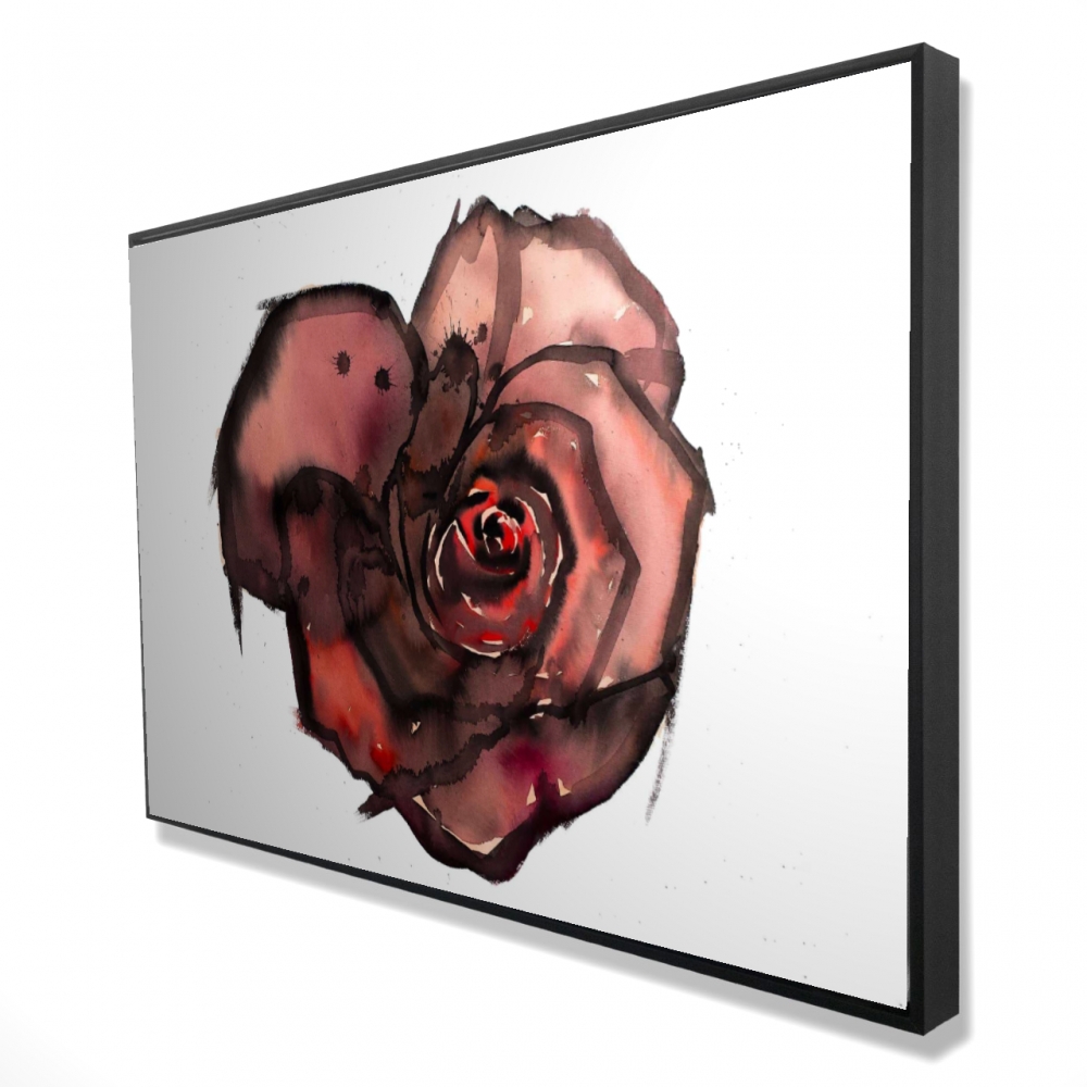 2081-2436-FL289 24 x 36 in. Dark Rose - Red Framed Canvas Flower Art for Home Decor