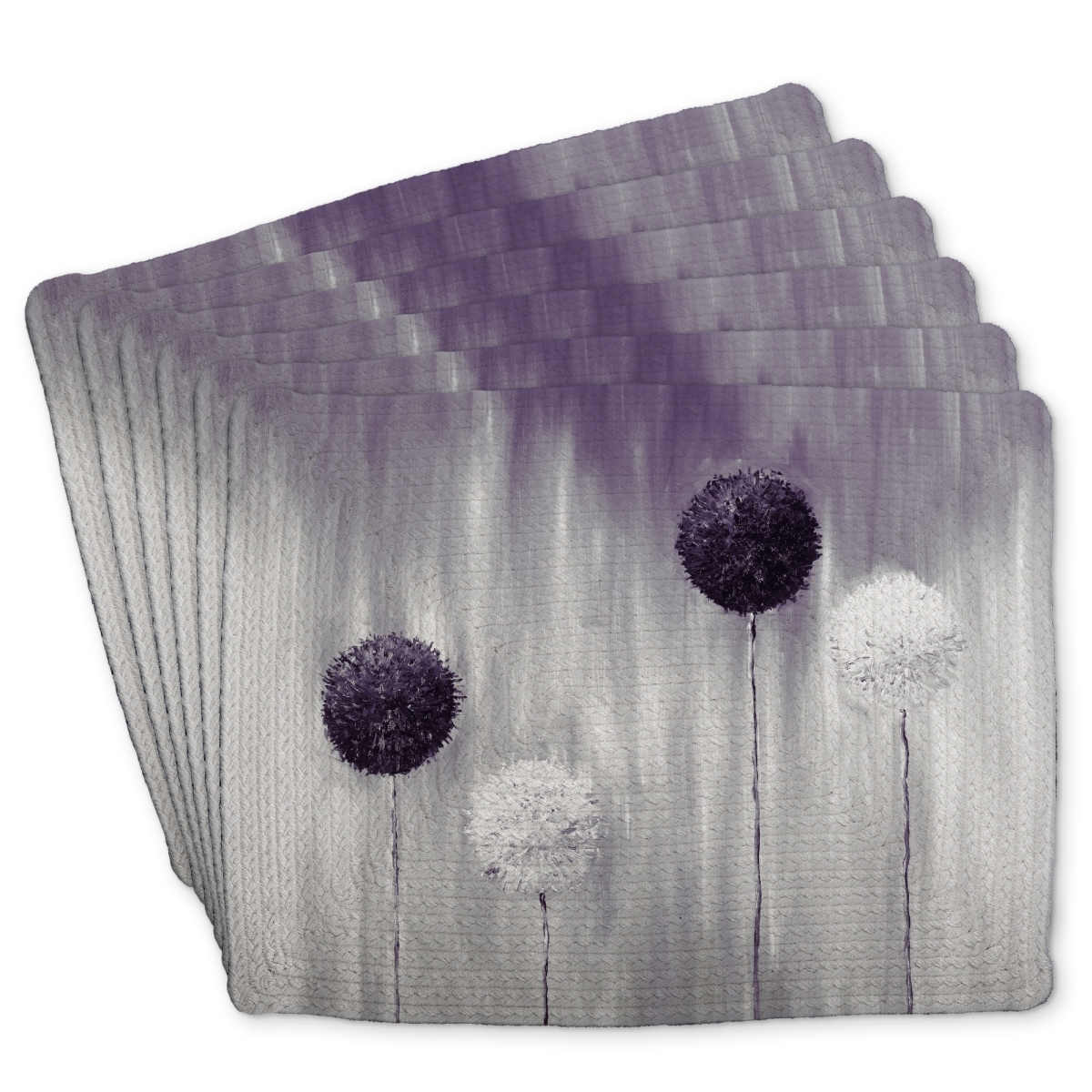 Picture of Begin Home Decor C6BP1418HSNCH2 14 x 18 in. Purple Allium Flowers Braided Polyester Placemat for Home Decor - Set of 6
