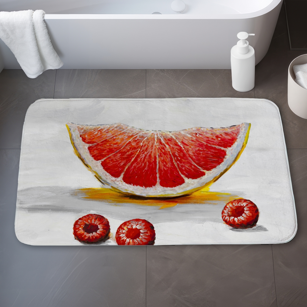 C1BM2134H6QX0U 21 x 34 in. Grapefruit Slice Bath Mat - Kitchen Decor for Home - Stylish Design