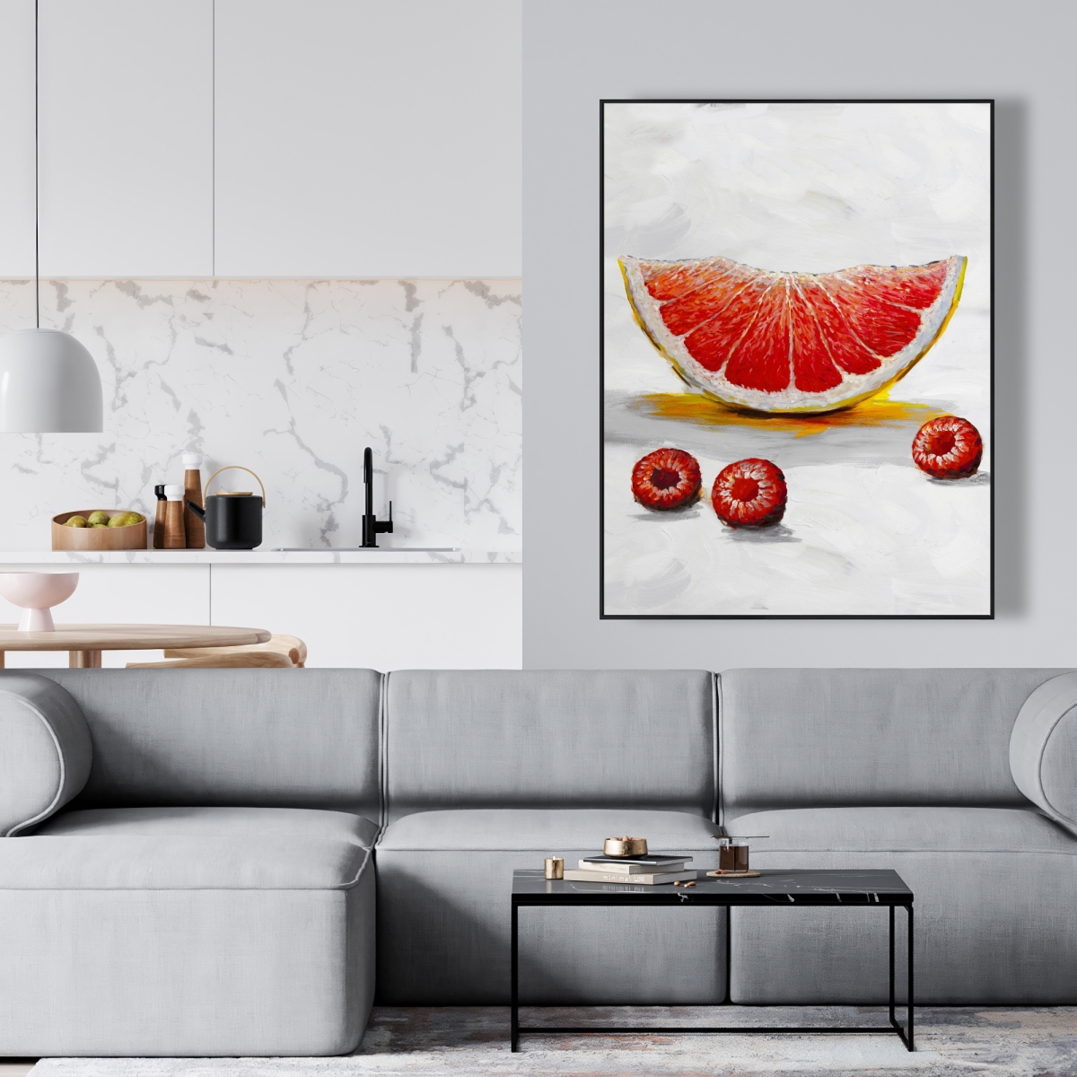 C1FC3648XYNWRB 36 x 48 in. Grapefruit Slice - Food Kitchen Framed Canvas for Home Decor