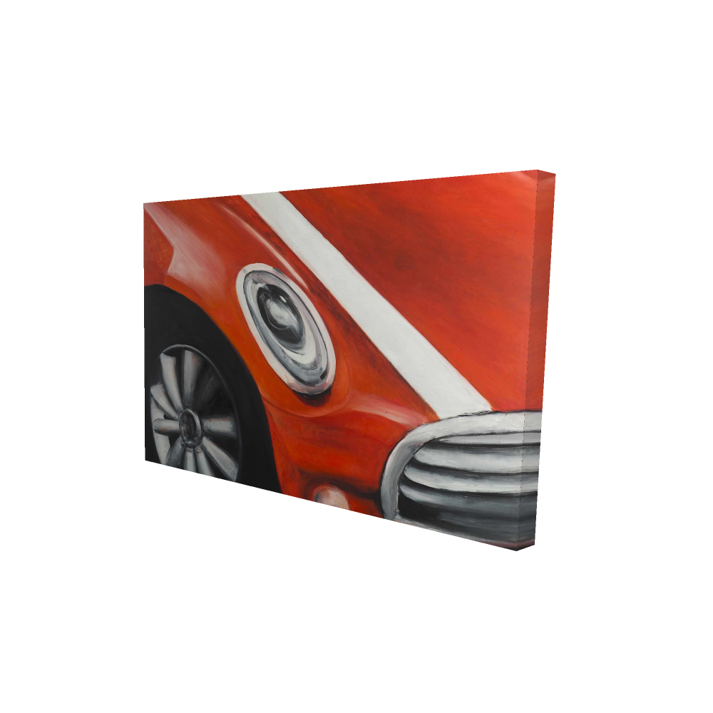 2080-2436-TR28 24 x 36 in. Red Car with White Stripes Canvas - Man Cave Home Decor