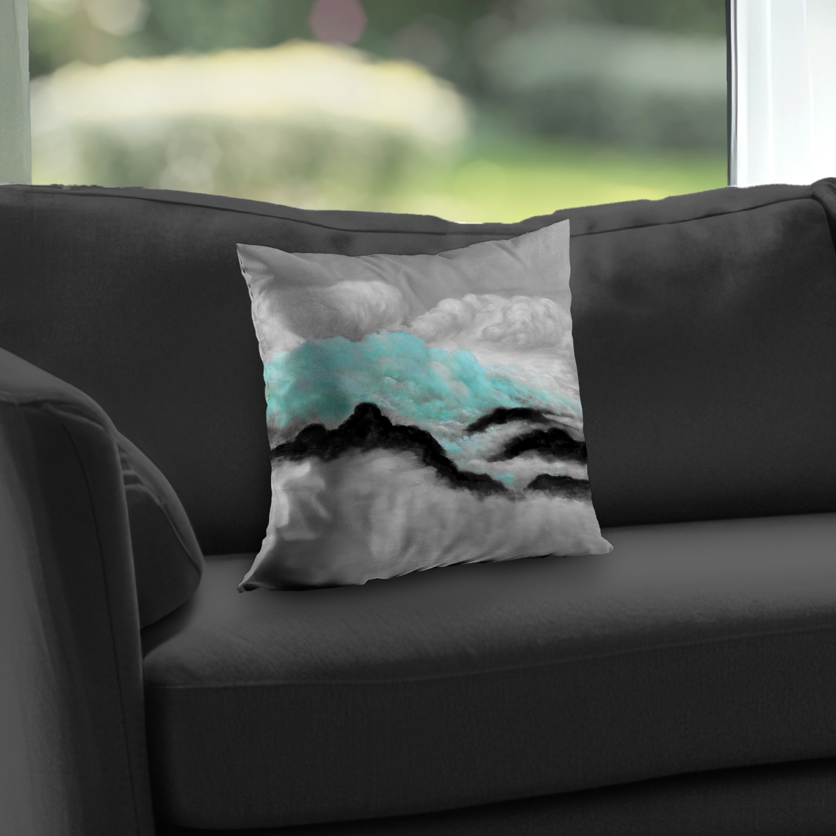 C1PC14145RB3V8 14 x 14 in. Gray & Blue Clouds - Landscapes Mountains Poly Twill Throw