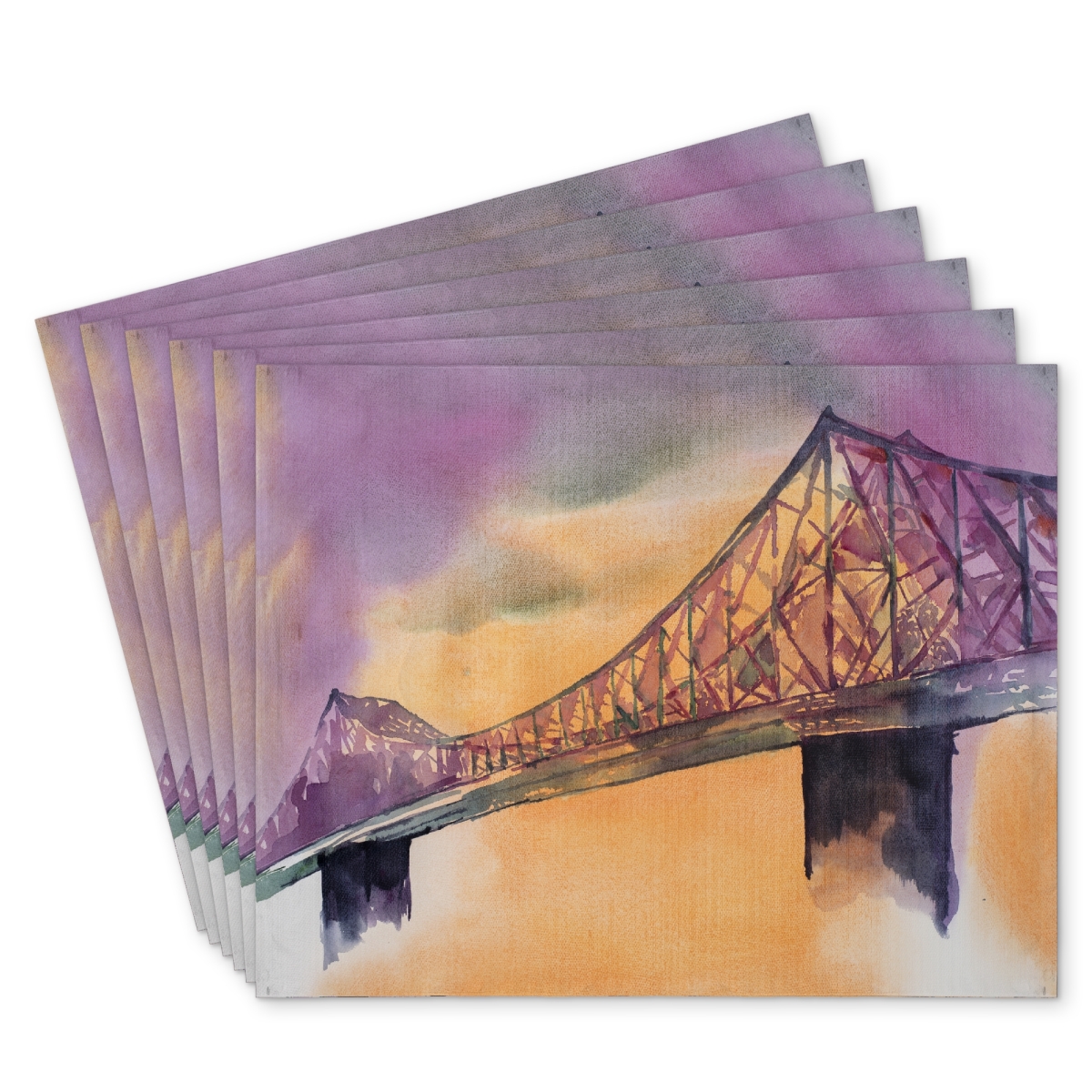 Picture of Begin Home Decor C6PP14181ERXQK 14 x 18 in. Montreal Jacques-Cartier Bridge Polyester Placemat - Home Decor - Set of 6