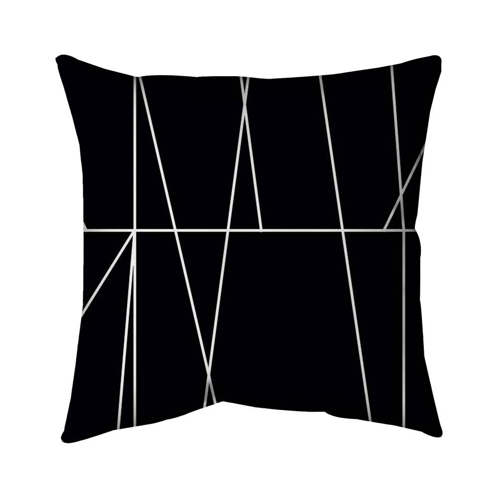 5543-2626-AB29 26 x 26 in. White Stripes on Black Background - Abstract Shapes Throw Pillow