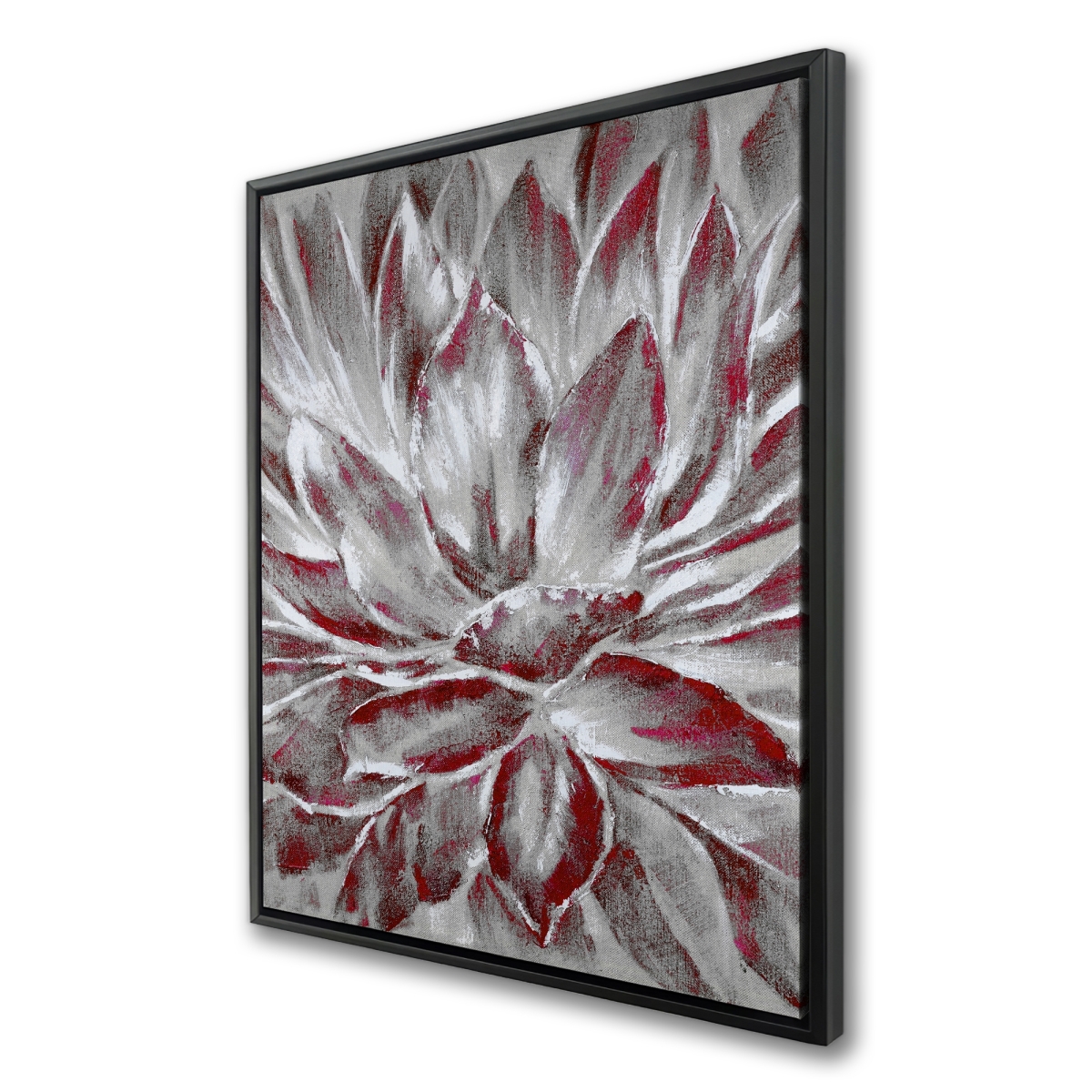 C1FC3648CK9A21 36 x 48 in. Red & Gray Flower - Contemporary Framed Canvas Decor