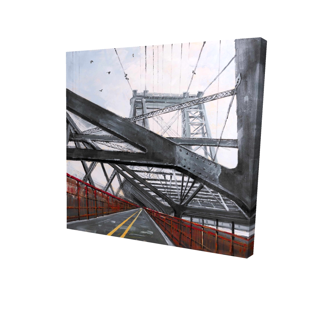 2080-0808-CI225 8 x 8 in. Bridge Gray Canvas - Modern Bridge Architecture Wall Art
