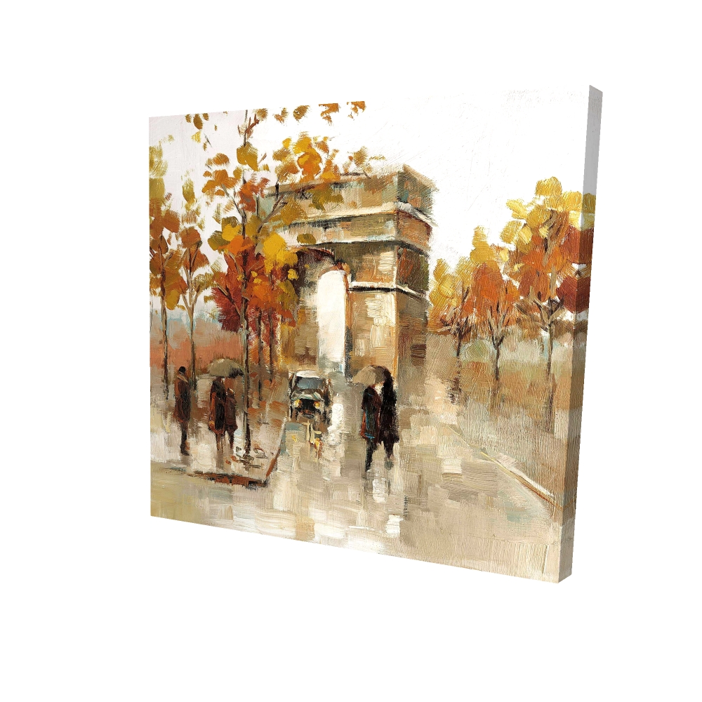 2080-0808-CI7 8 x 8 in. Arc De Triomphe in Autumn Canvas - Modern Bedroom Decor