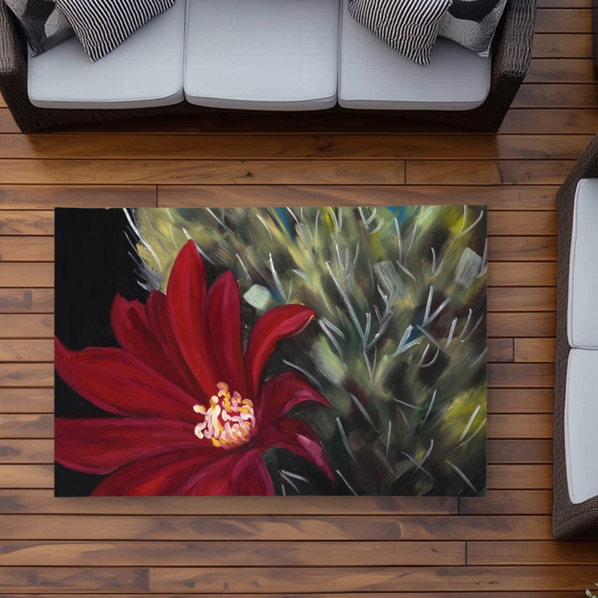 C1ROAR35HMO4RP 3 x 5 ft. Echinopsis Red Cactus Flower Rug - Stylish Home Decor - Rectangle