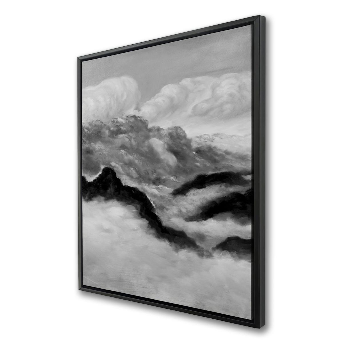 C1FC3648F86M47 36 x 48 in. Gray Clouds - Mountains Black Framed Canvas for Home Decor