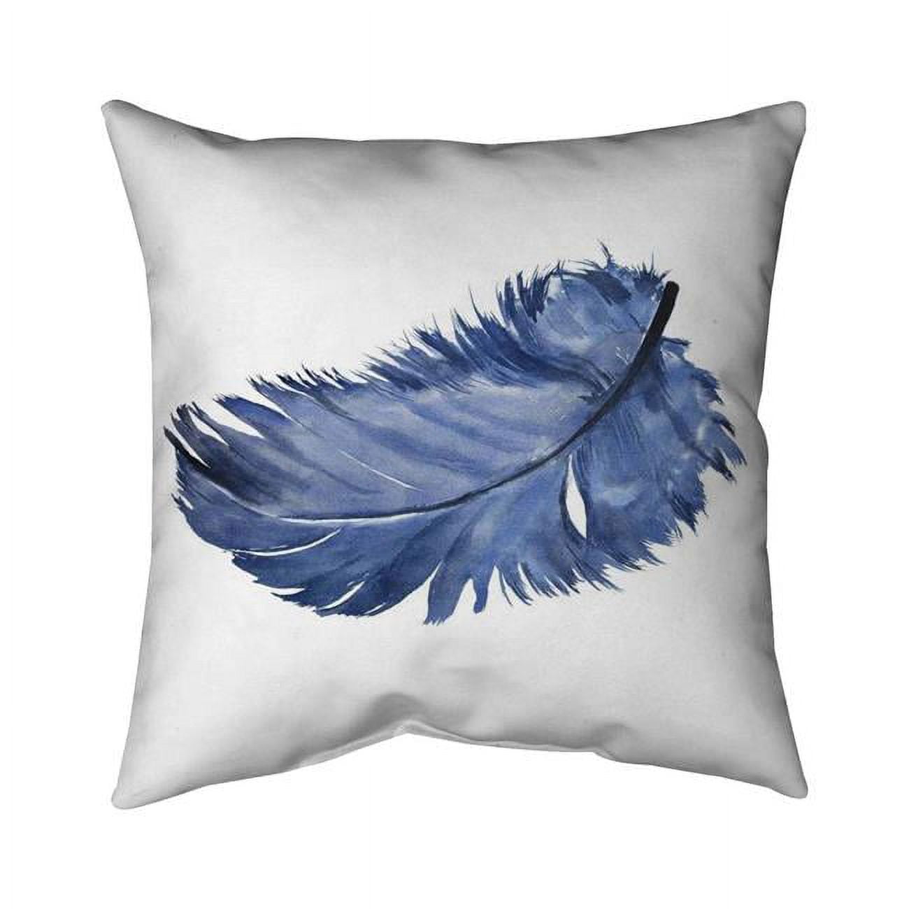 18 x 18 in. Watercolor Blue Feather-Double Sided Print Indoor Pillow