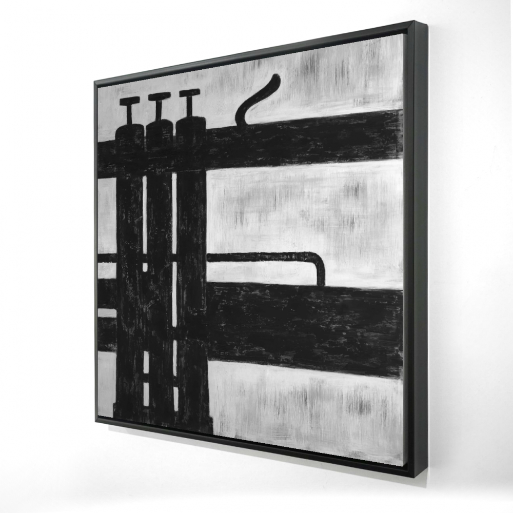 2081-3636-MU23-1 36 x 36 in. Trumpet Pistons - Object Gray Framed Canvas - Home Decor