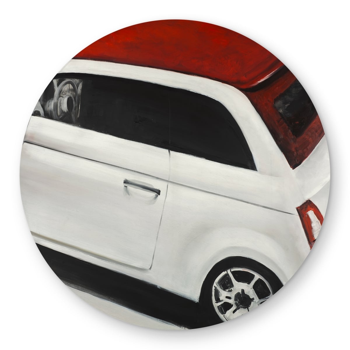 C1COAR55NVK5KD 5 x 5 ft. Italian Red & White Car Rug - Man Cave Outdoor Decor - Round