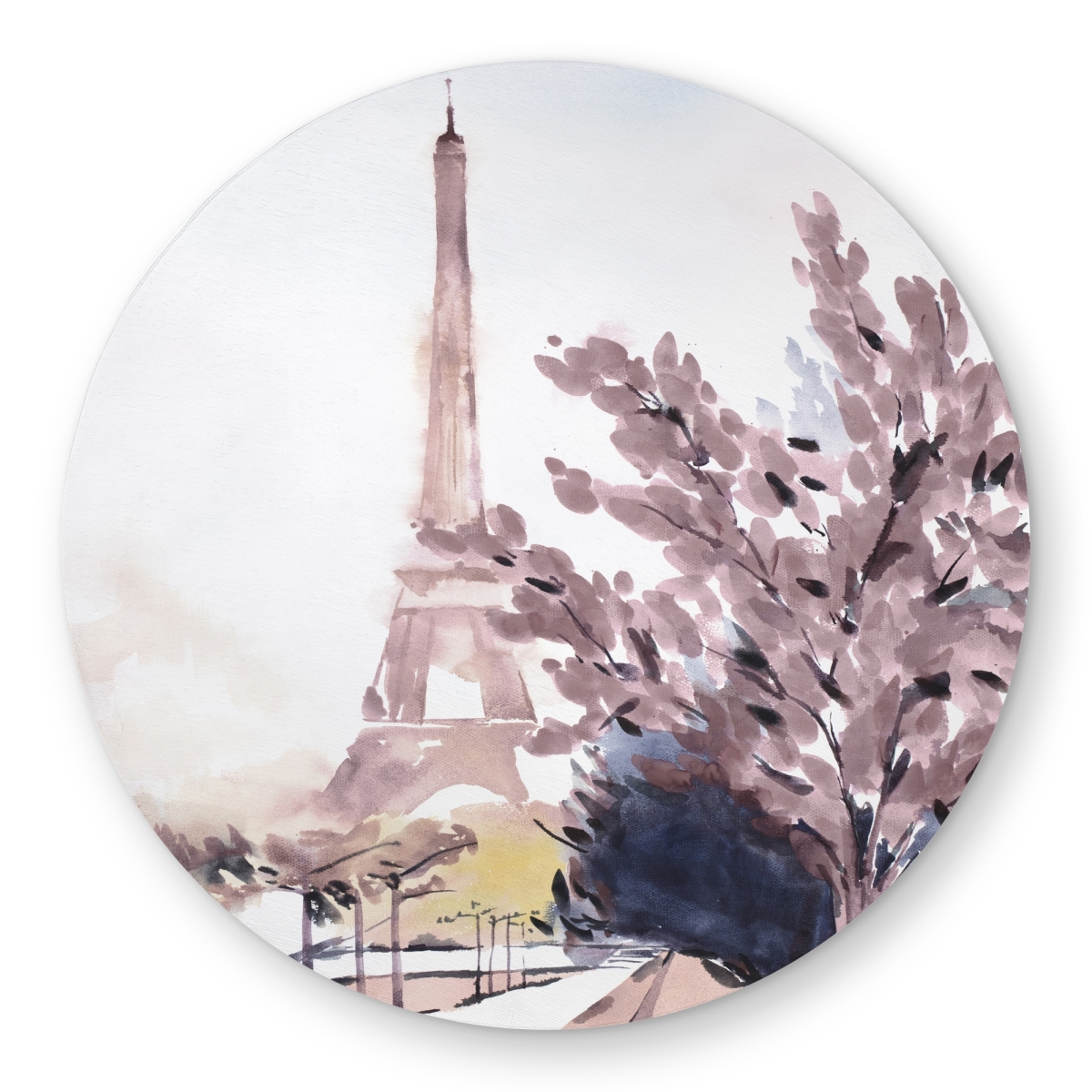 C1COAR557Q8GKD 5 x 5 ft. Paris & Eiffel Scene Rug - Romantic Round Outdoor Decor