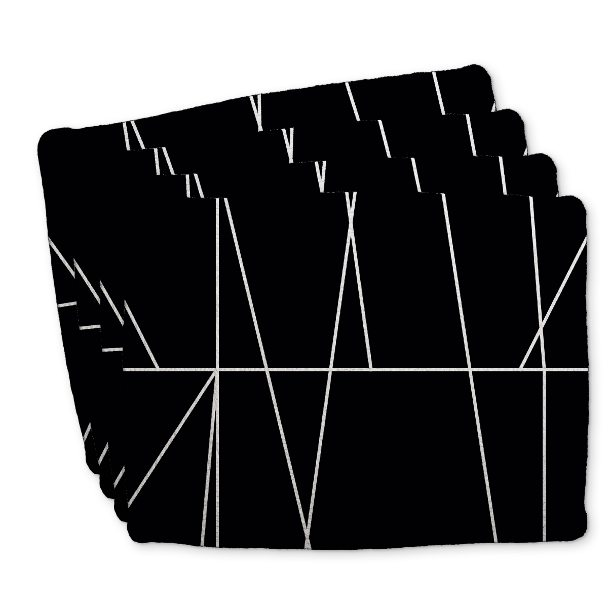 Picture of Begin Home Decor C4BP1418KWMQ6T 14 x 18 in. White Stripes on Black Background - Braided Polyester Placemat - Set of 4