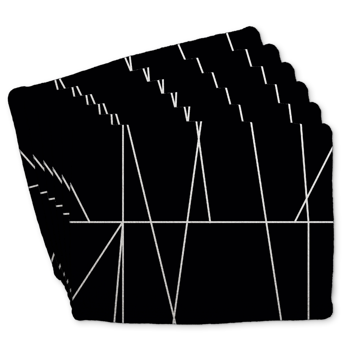 Picture of Begin Home Decor C6BP1418T8VLIM 14 x 18 in. White Stripes on Black Background Braided Polyester Placemat - Set of 6