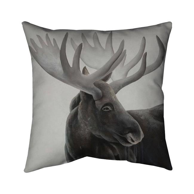 18 x 18 in. Greyscale Moose Profile-Double Sided Print Indoor Pillow