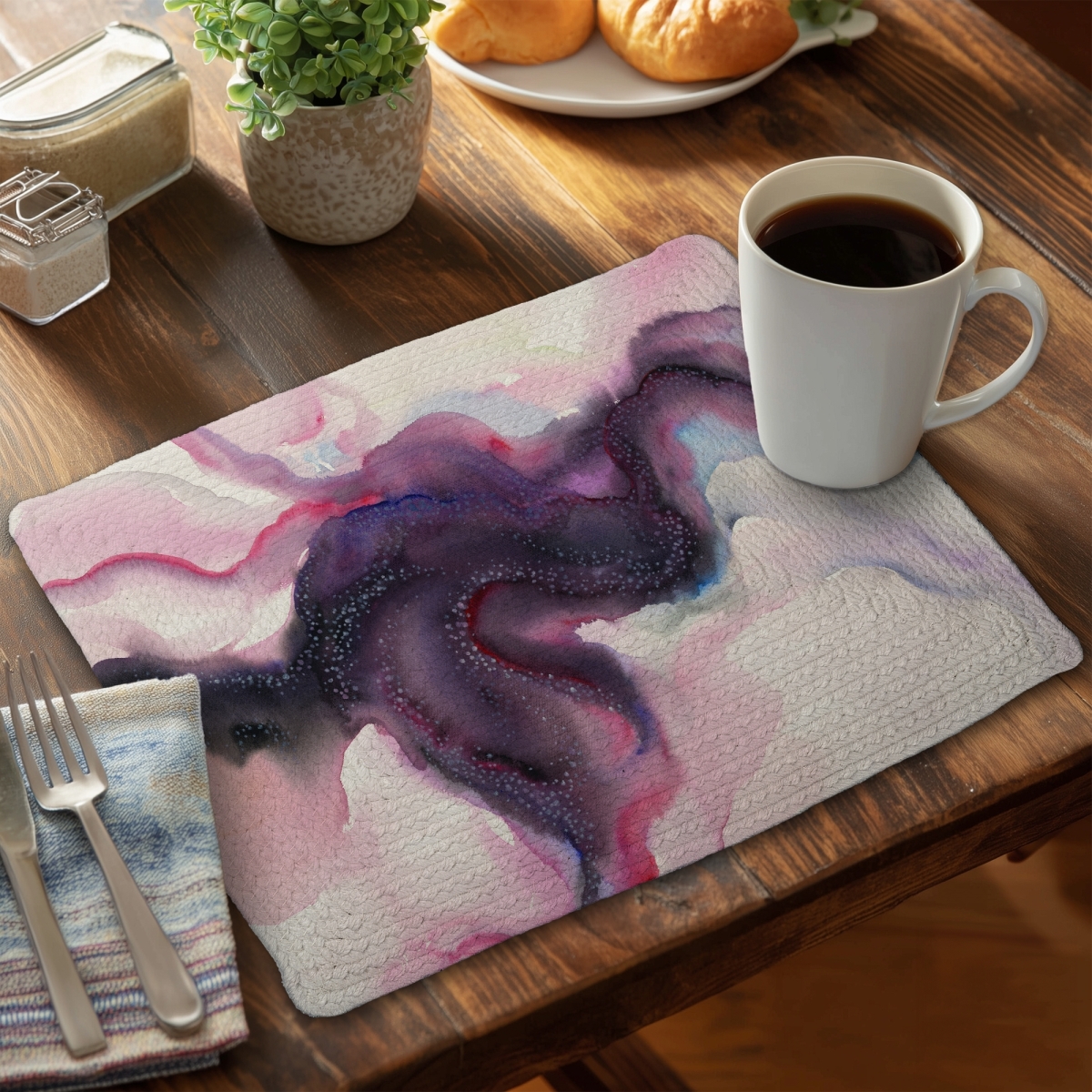Picture of Begin Home Decor C6BP1418N1C9B5 14 x 18 in. Celestial Body Braided Polyester Placemat - Home Decor Accent - Set of 6