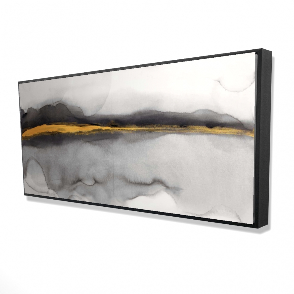 2081-2448-AB74 24 x 48 in. Gold Stripe Abstract - Framed Canvas for Home Decor