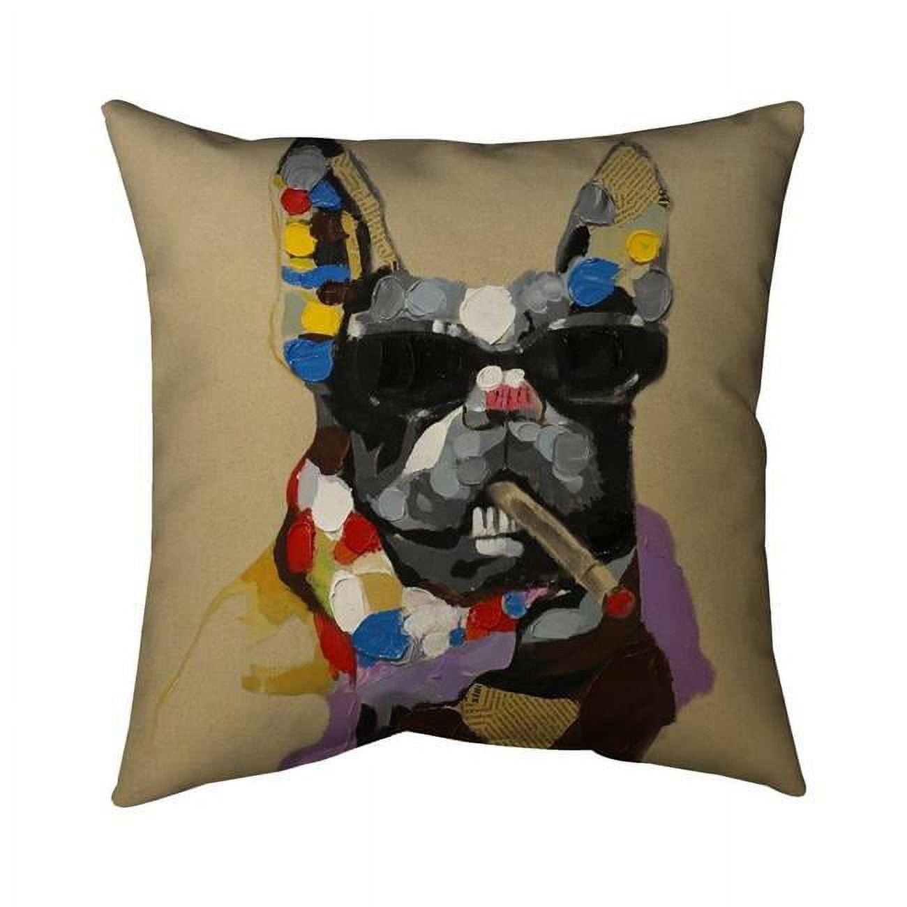 18 x 18 in. Abstract Smoking Dog-Double Sided Print Indoor Pillow