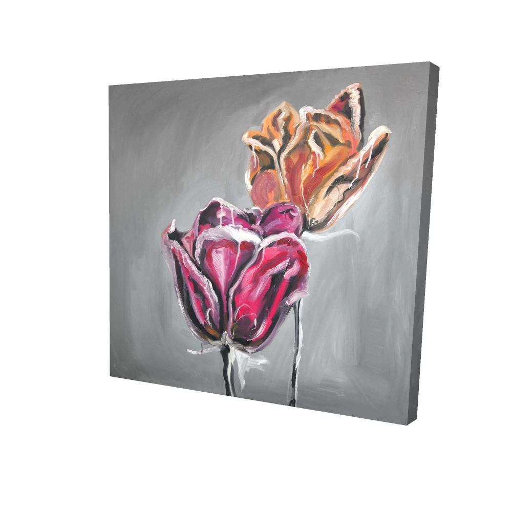 2080-0808-FL341 8 x 8 in. Abstract Tulips Canvas - Floral Botanical Kitchen Wall Art