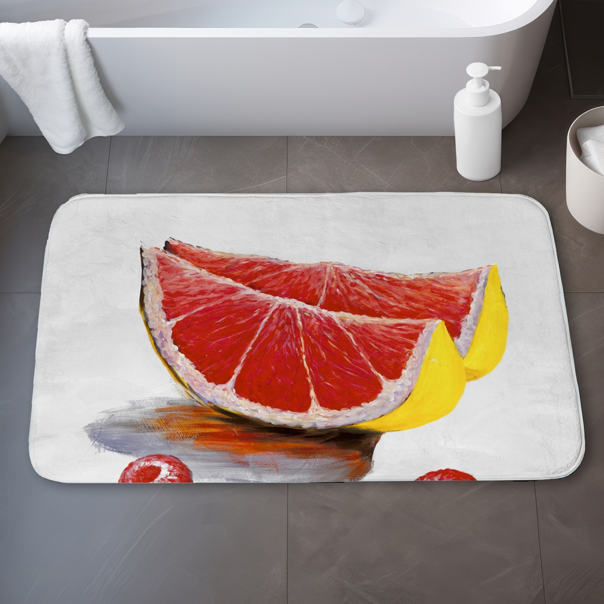 C1BM2134A3887I 21 x 34 in. Grapefruit Slices - Exotic Red Bath Mat for Home Decor