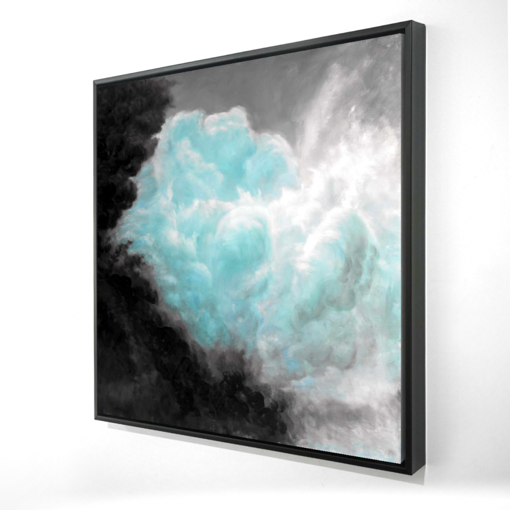 2081-3636-LA60-1 36 x 36 in. Turquoise Clouds - Mountains White Framed Canvas for Home Decor