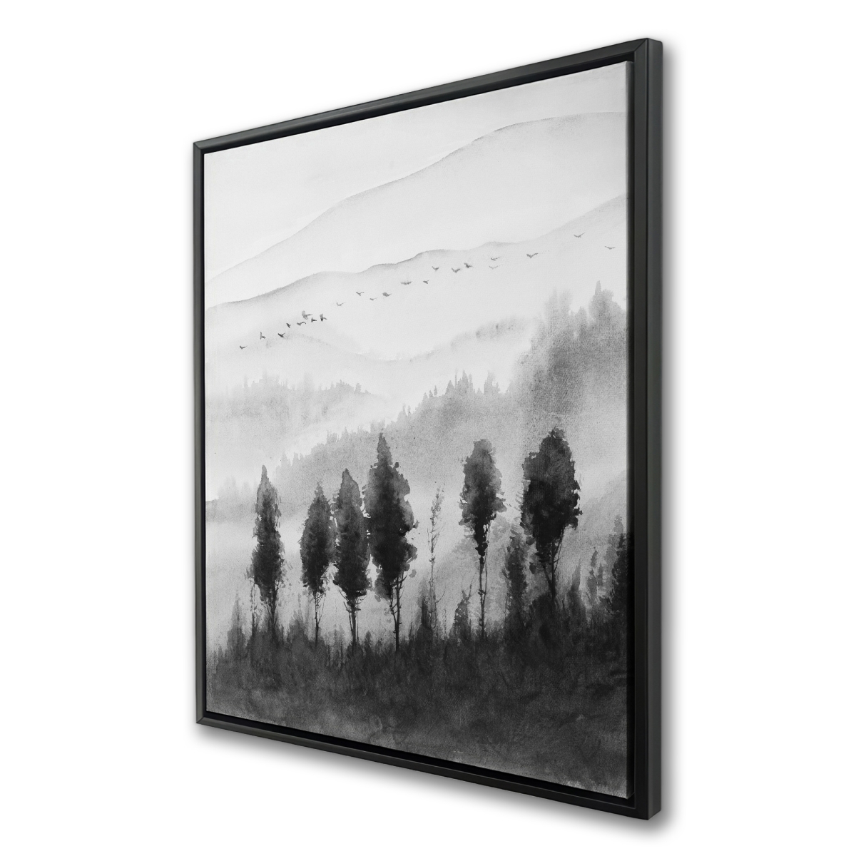 C1FC3648V7NWMC 36 x 48 in. Landscape Mono in Watercolor - Monochrome Trees Canvas Art