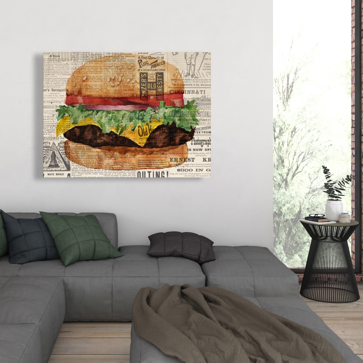 C1RC3648U49JS7 36 x 48 in. Vintage Style All Dressed Cheeseburger Canvas - Home Decor