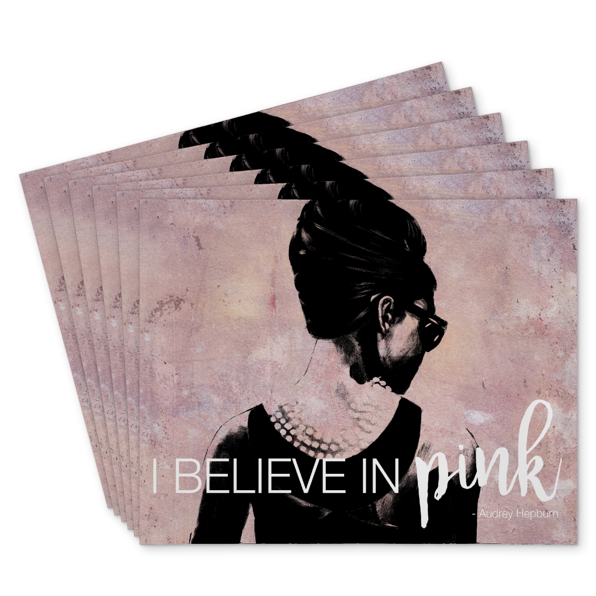 Picture of Begin Home Decor C6PP14188FU9U3 14 x 18 in. I Believe in Pink Polyester Placemat for Home Decor - Set of 6