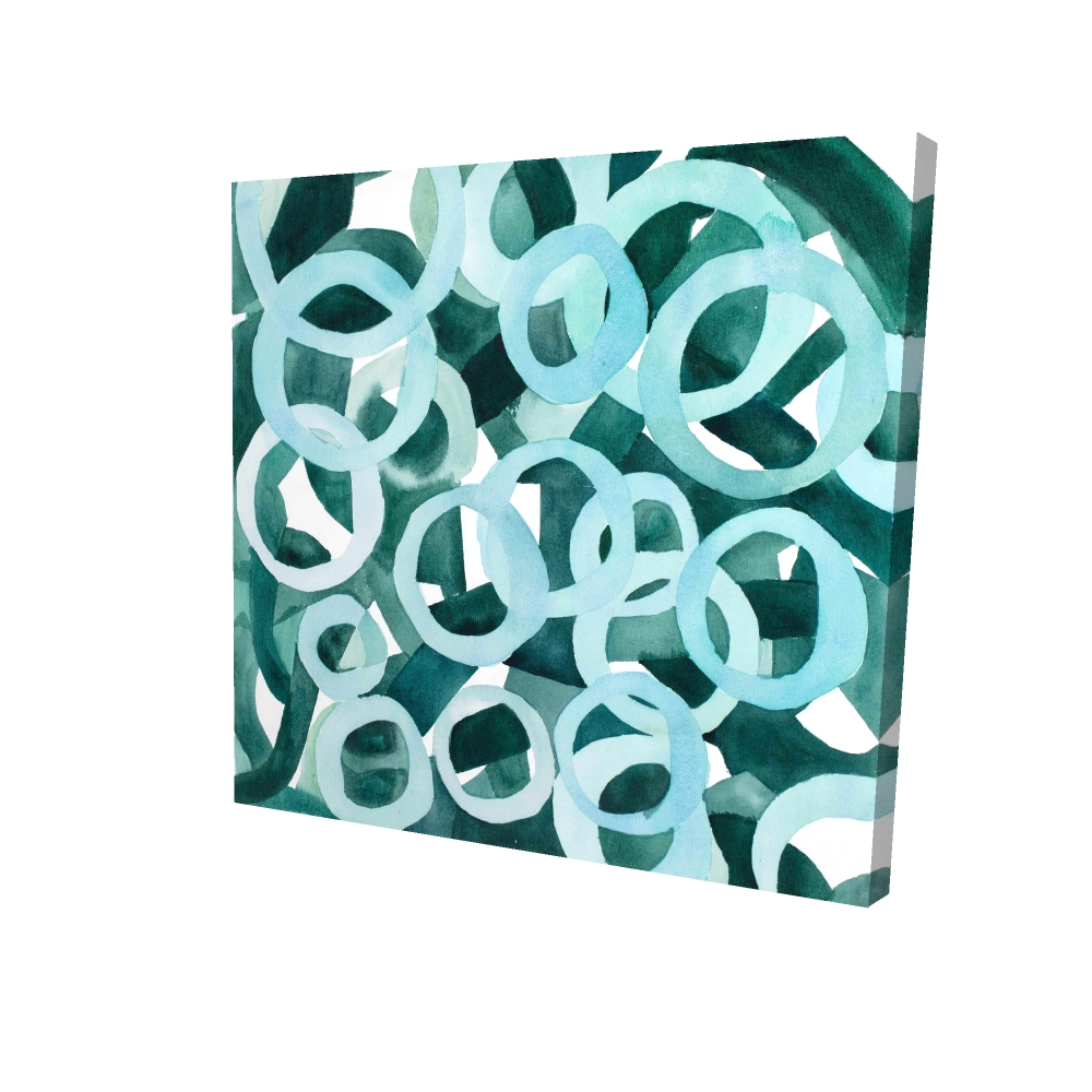 2080-0808-AB47 8 x 8 in. Abstract Rings Turquoise Canvas - Home Decor Pattern Art