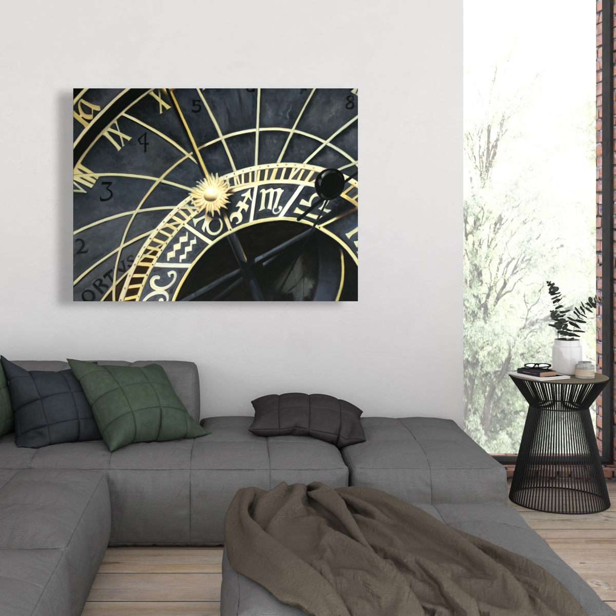 C1RC36487W93AP 36 x 48 in. Astrologic Clock - Office Hyperrealist Canvas for Home Decor