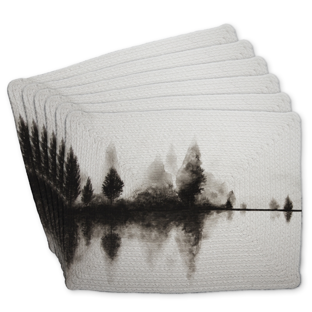 Picture of Begin Home Decor C6BP1418PKM7OO 14 x 18 in. Reflection Braided Polyester Placemat for Home Decor - Stylish - Set of 6
