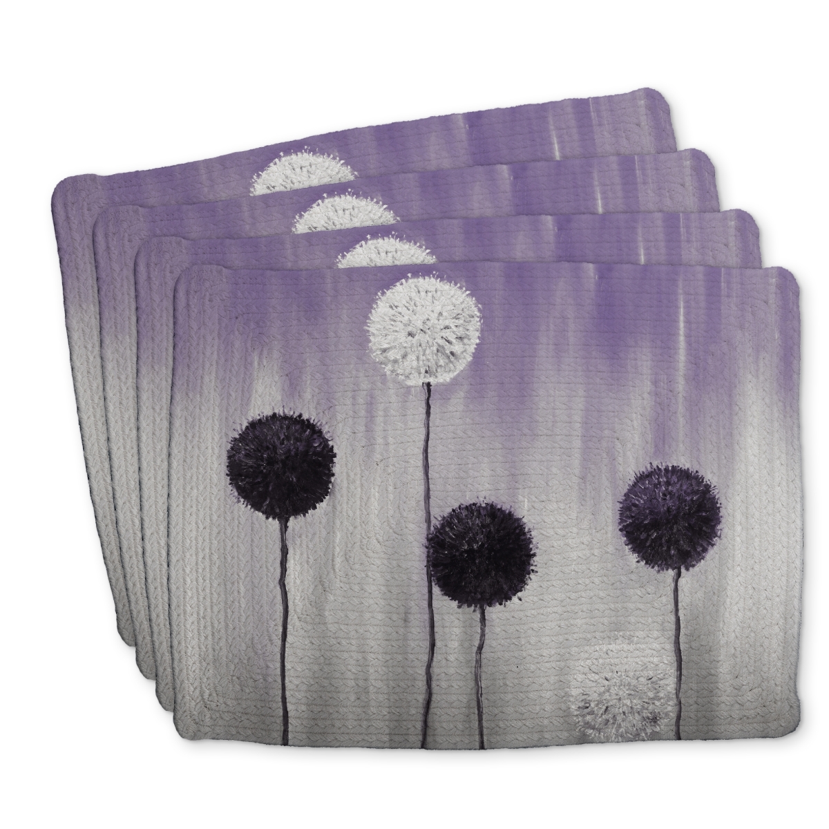 Picture of Begin Home Decor C4BP141844L0NW 14 x 18 in. Purple & White Allium Flowers Placemat - Braided Polyester Decor - Set of 4