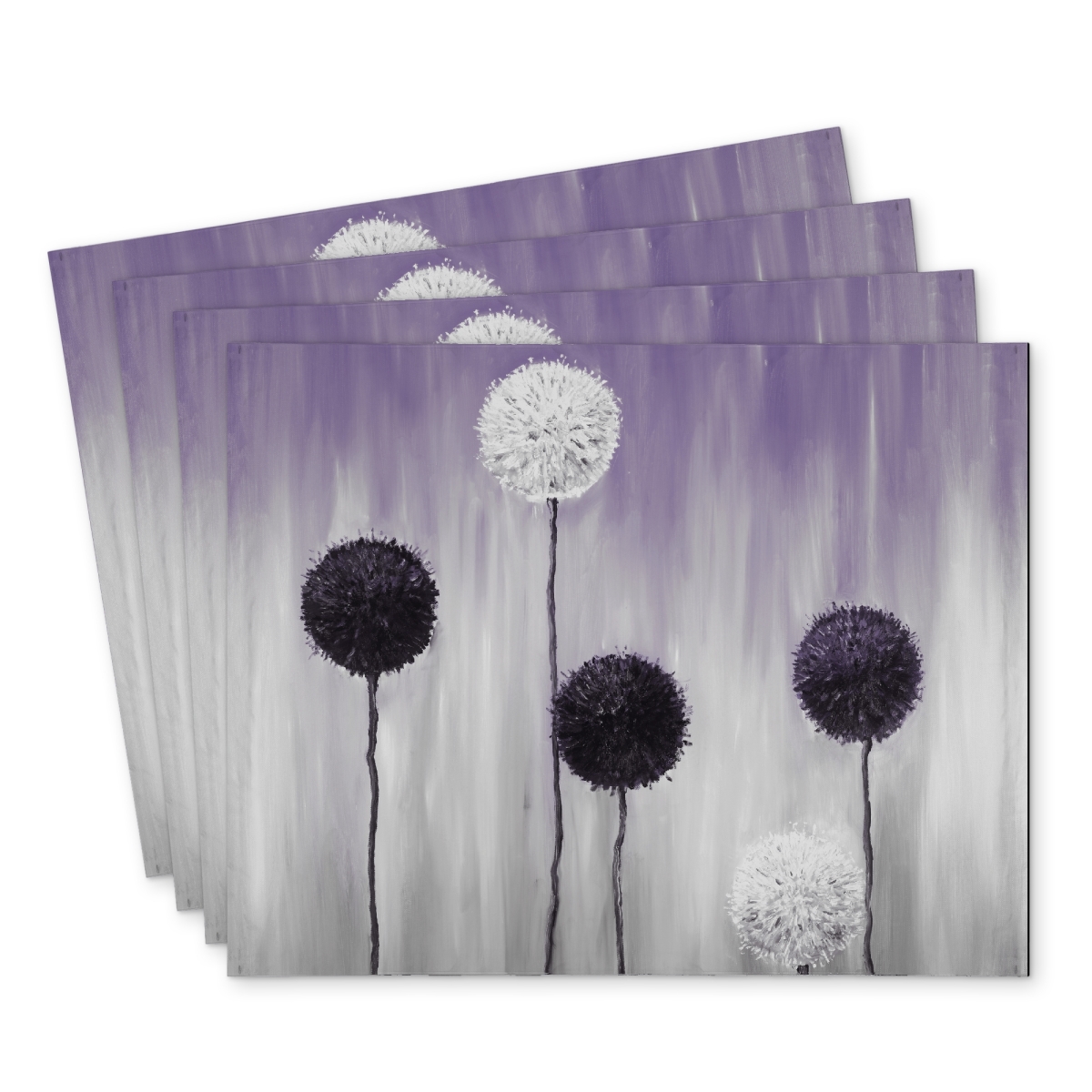 Picture of Begin Home Decor C4PP1418FBSKPQ 14 x 18 in. Purple & White Allium Flowers Polyester Placemat - Home Decor - Set of 4