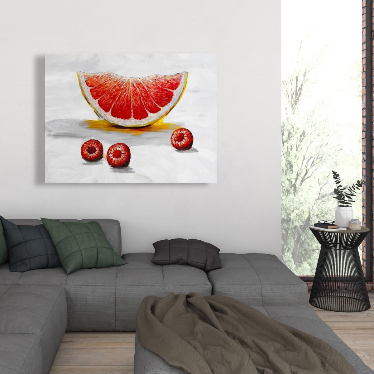 C1RC364881ONLZ 36 x 48 in. Grapefruit Slice - Contemporary Coral Canvas for Home Decor