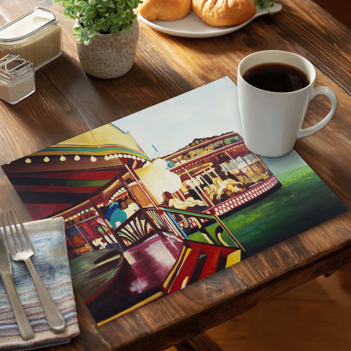 Picture of Begin Home Decor C4PP1418H7BVGC 14 x 18 in. Carousel in a Carnaval - Polyester Placemat for Home Decor - Set of 4