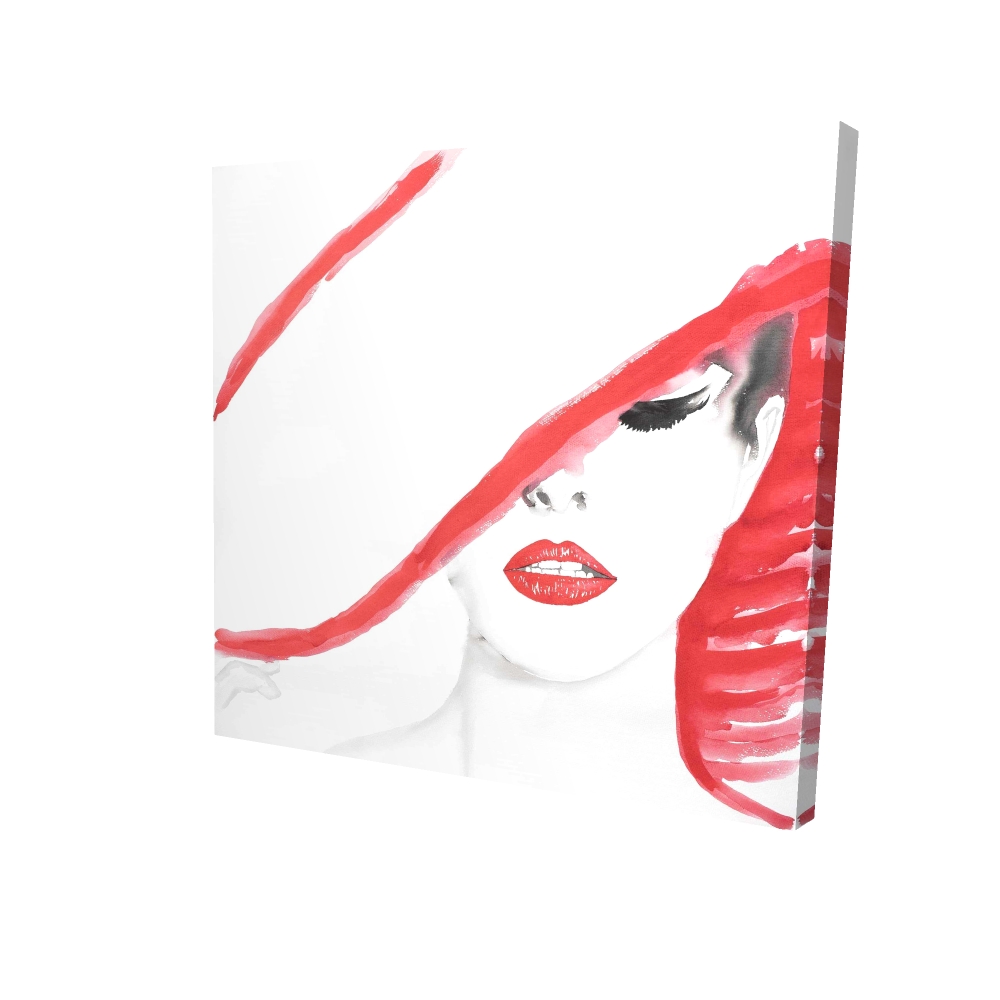 2080-3636-FI74 36 x 36 in. Woman with a Summer Hat - Illustrative Beauty Canvas Art