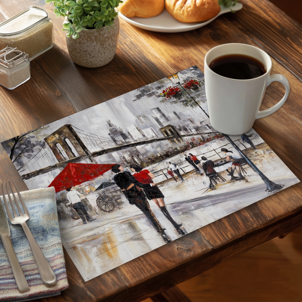 Picture of Begin Home Decor C4PP1418KA9BHF 14 x 18 in. Couple in   York City Polyester Placemat - Home Decor - Set of 4