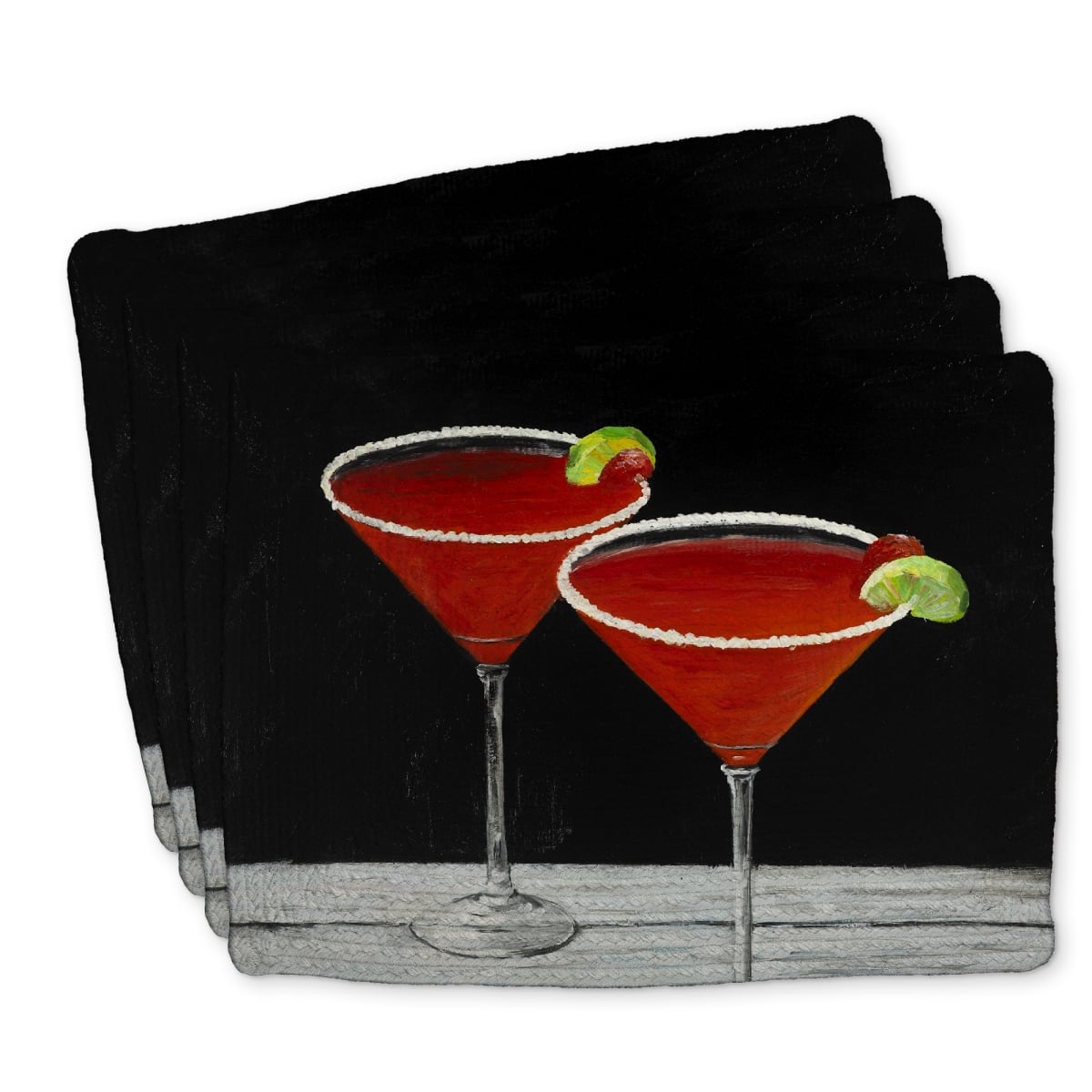 Picture of Begin Home Decor C4BP141887MY99 14 x 18 in. Cosmopolitan Drink Braided Polyester Placemat - Home Decor - Set of 4