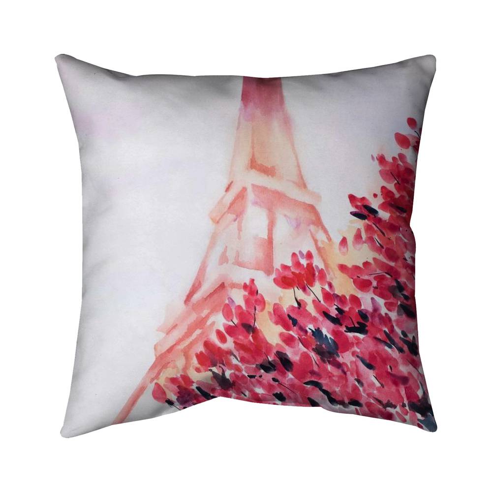 5543-2626-ST55 26 x 26 in. Pink Eiffel Tower Throw - Seasons Bedroom Poly Twill Decor