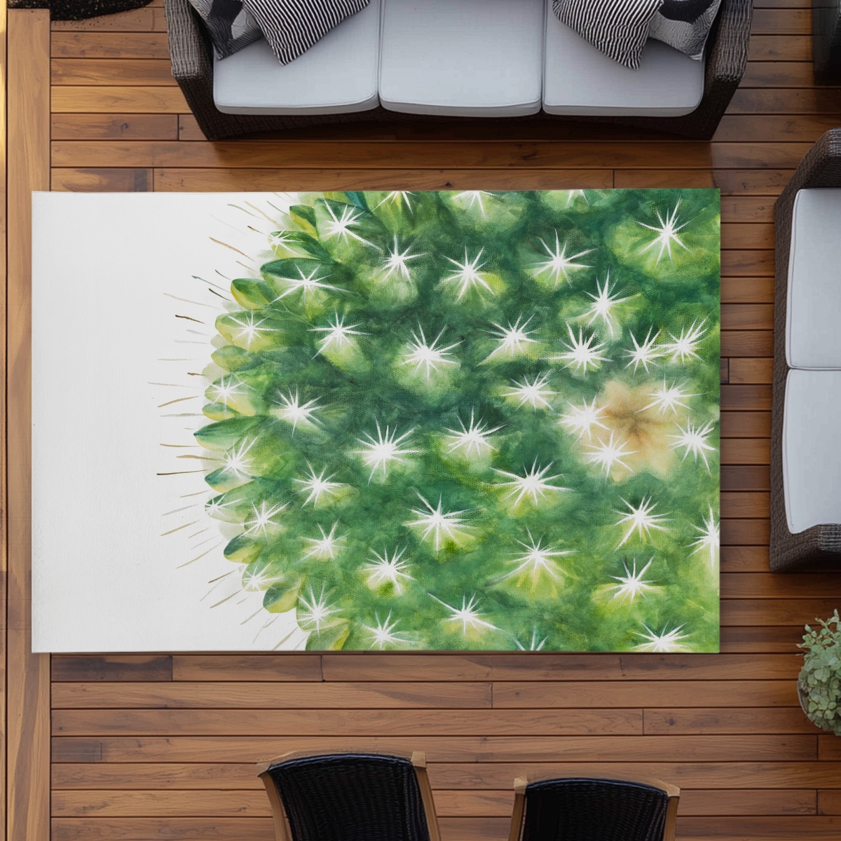 C1ROAR57NA0I6K 5 x 7 ft. Watercolor Mini Cactus Rug - Botanical Outdoor Home Decor - Rectangle