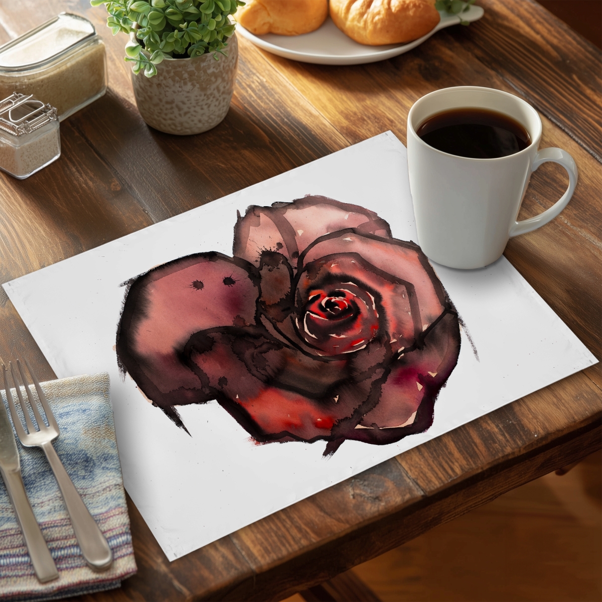 Picture of Begin Home Decor C4PP1418UZU6GT 14 x 18 in. Dark Rose Polyester Placemat - Elegant Home Decor Accent - Set of 4