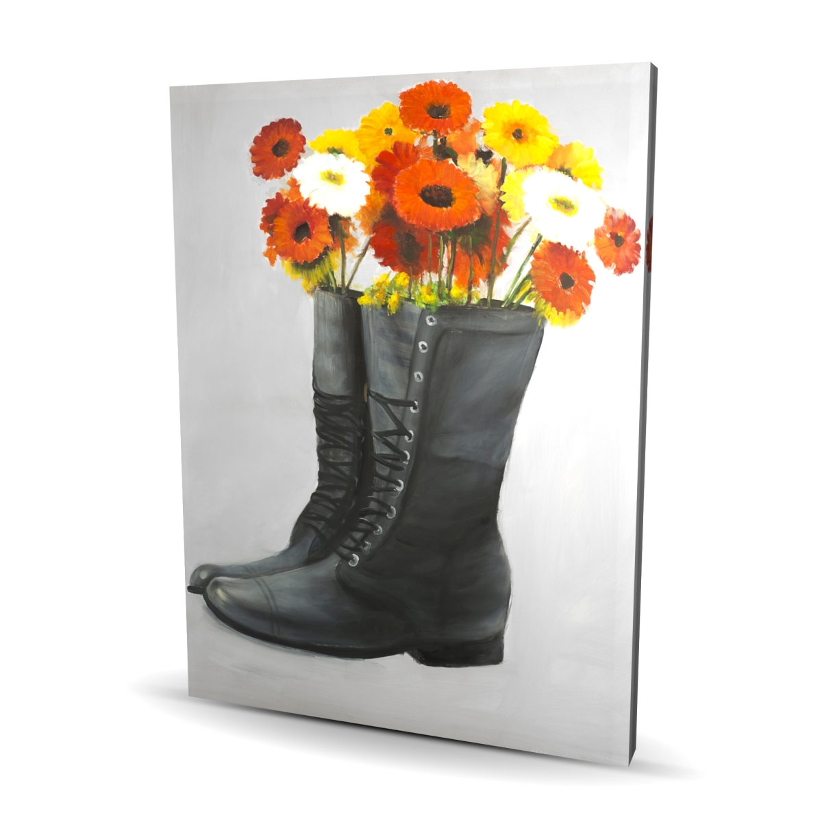 C1RC3648GBQENK 36 x 48 in. Boots Full of Flowers - Rustic Still Life Canvas Decor