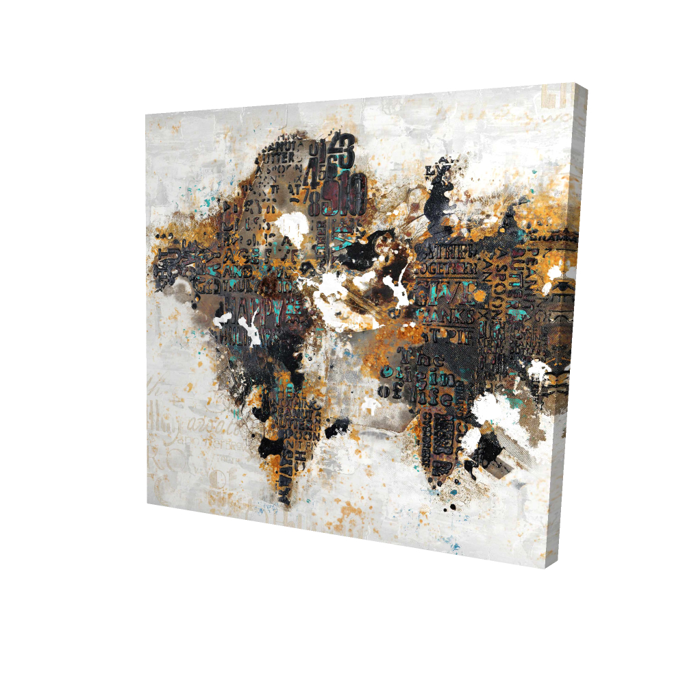 2080-0808-CI146 8 x 8 in. Abstract World Map Canvas - Modern Cities Home Decor Art