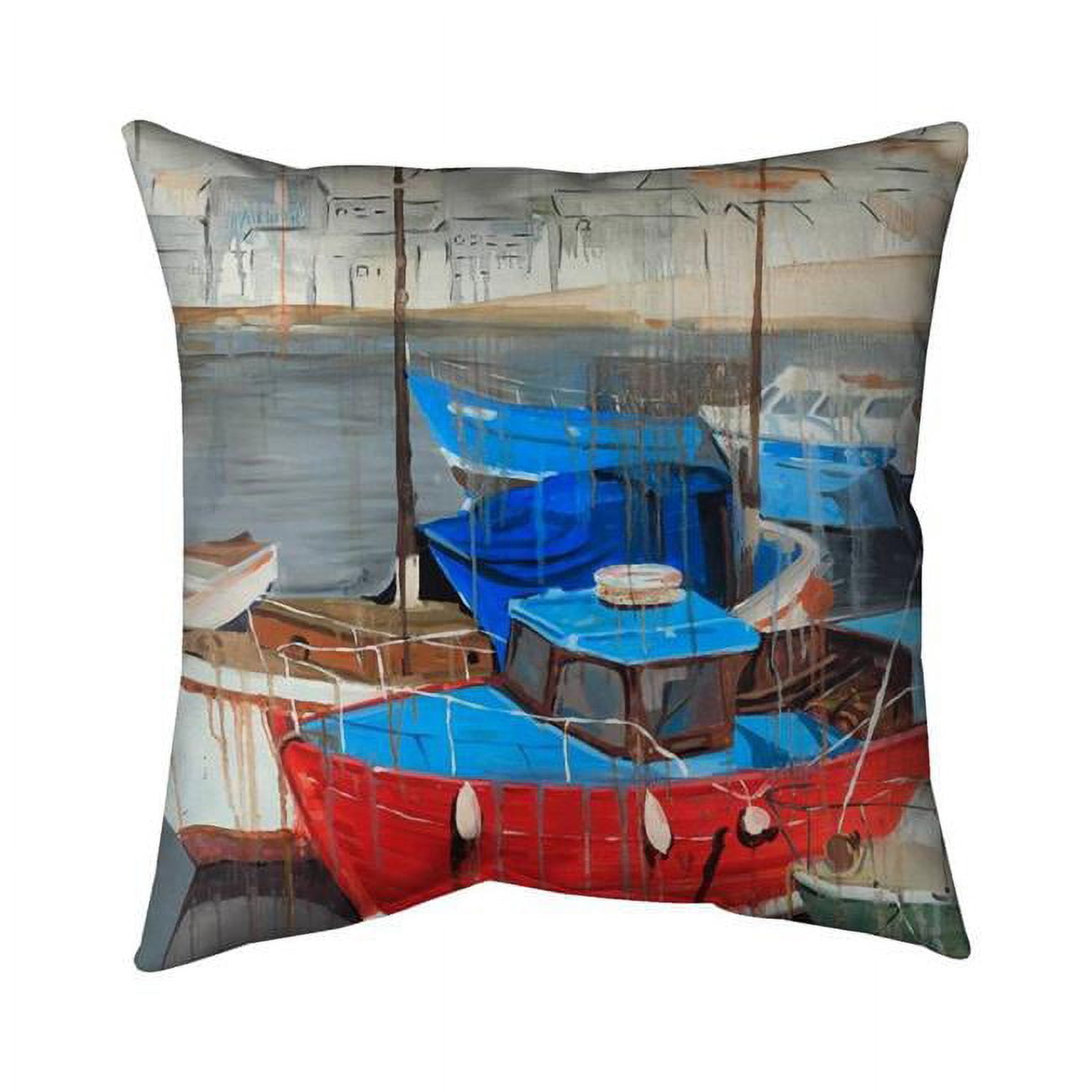 18 x 18 in. Rainy Day At The Dock-Double Sided Print Indoor Pillow