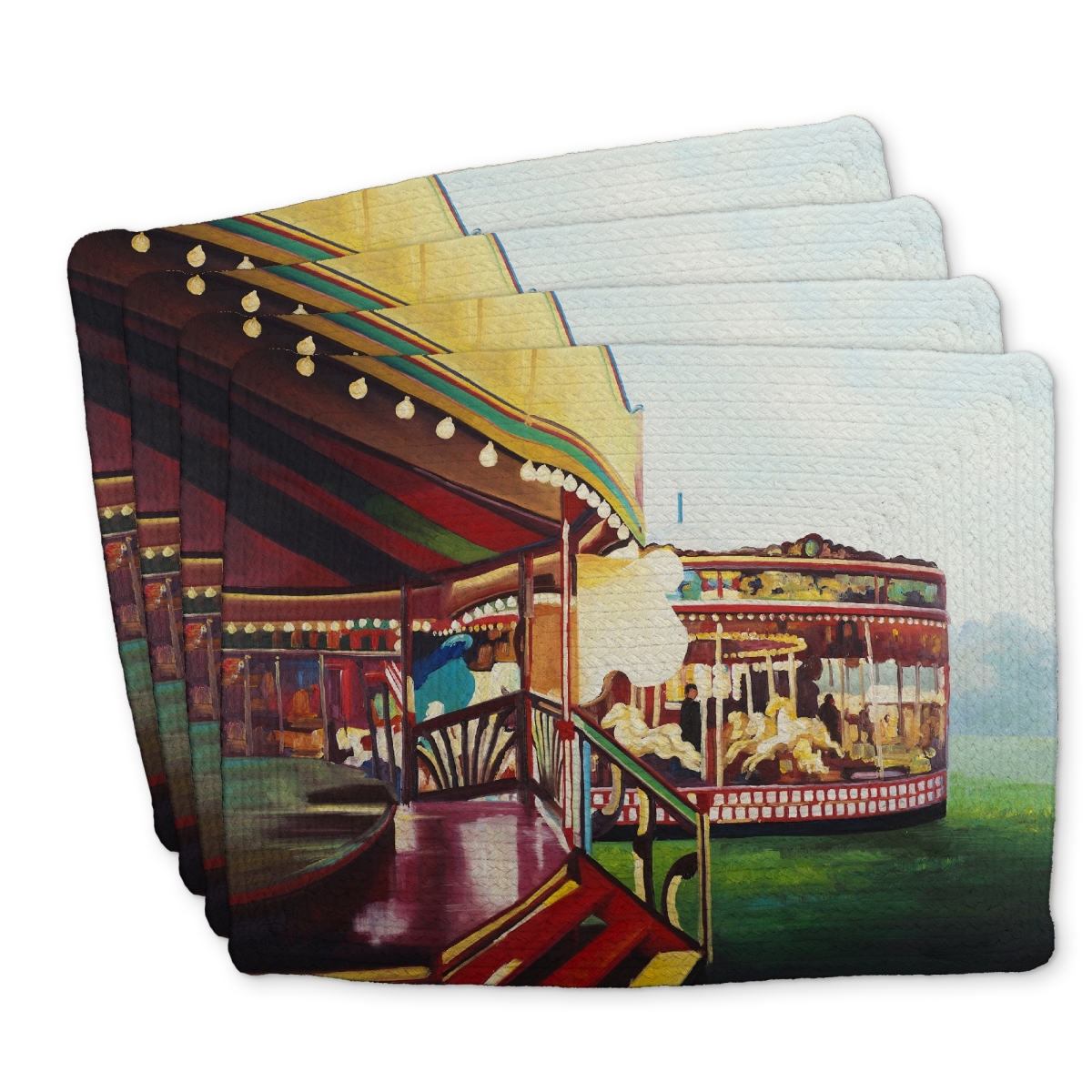 Picture of Begin Home Decor C4BP1418Q0R94X 14 x 18 in. Carousel in a Carnaval - Braided Polyester Placemat - Home Decor - Set of 4