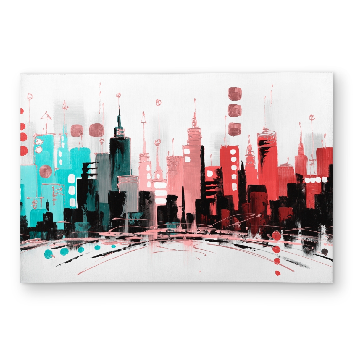 C1ROAR23D92O0P 2 x 3 ft. Colorful City Rose Gold Lines - Shapes Turquoise Outdoor Rug - Rectangle